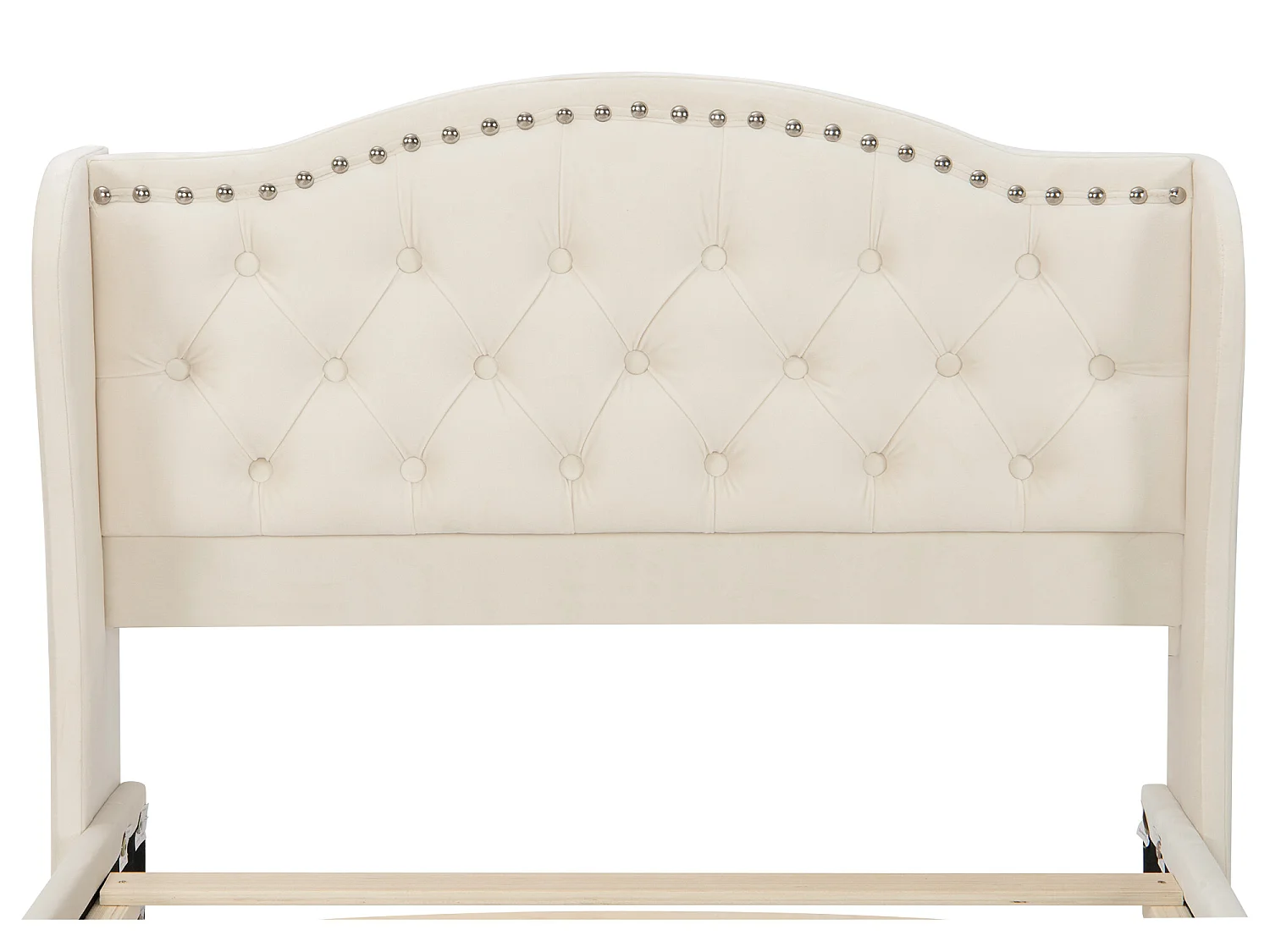 Cama de solteiro 90x200 cm - cama acolchoada para criança ou adulto em veludo - com cabeceira - base de ripas - bege