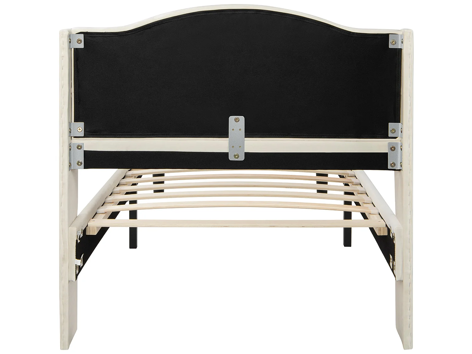 Cama de solteiro 90x200 cm - cama acolchoada para criança ou adulto em veludo - com cabeceira - base de ripas - bege