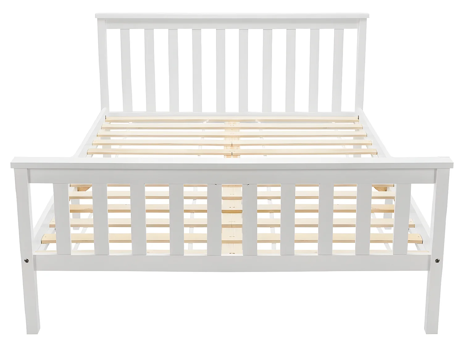 Bett mit Kopfteil – 140 x 200 cm – Massivholz – Lattenrost – Weiß