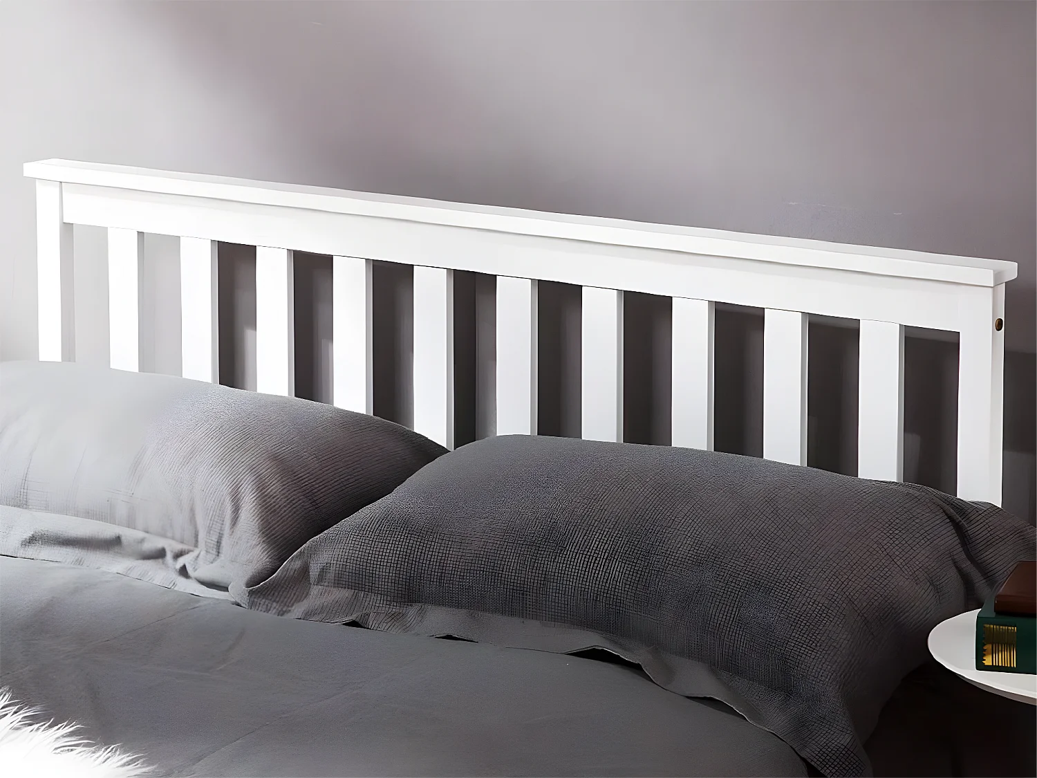 Bed met hoofdeinde - 140 x 200 cm - massief hout - lattenbodem - wit