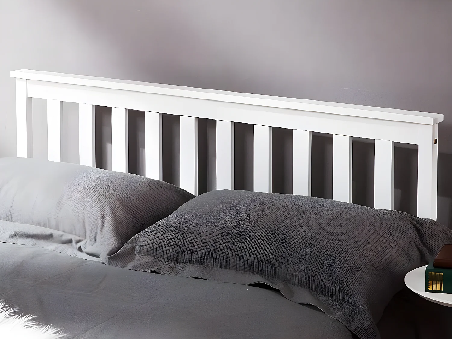 Bed met hoofdeinde - 140 x 200 cm - massief hout - lattenbodem - wit