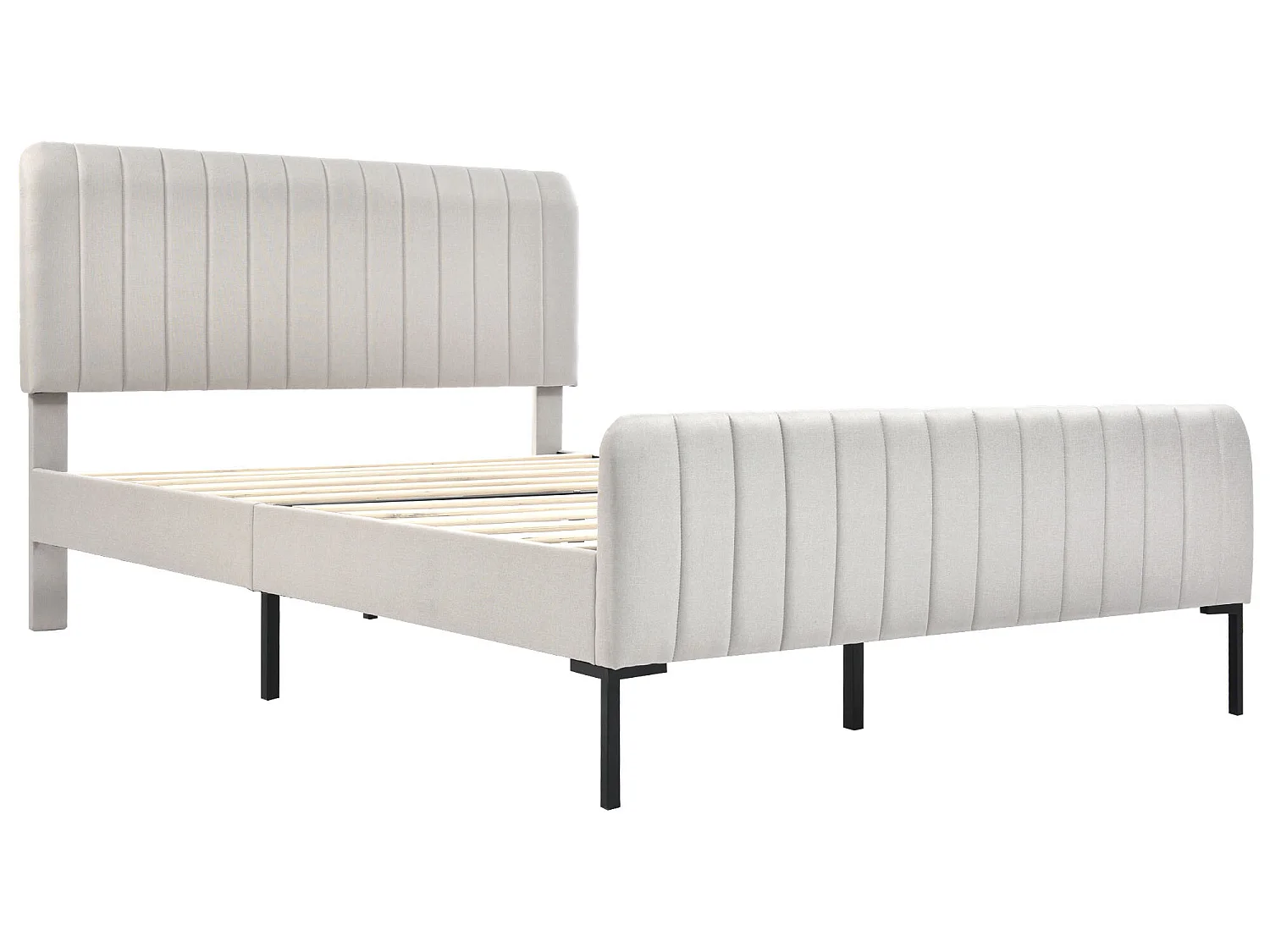 Bett mit verstellbarem Kopfteil – 180 x 200 cm – Leinenstoff – Lattenrost – Beige