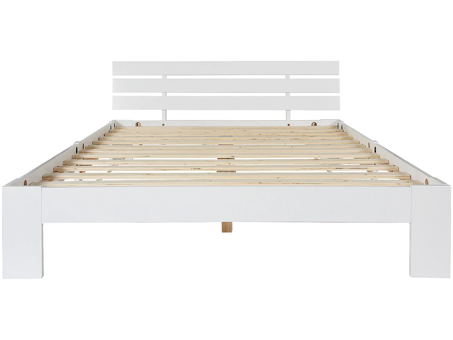 Cama con cabecero - 140 x 200 cm - pino - somier - blanco