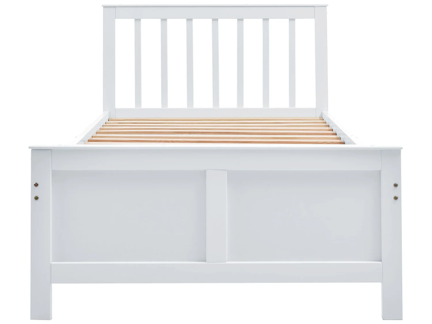 Cama con cabecero y 2 cajones - 90 x 200 cm - pino - somier de láminas - blanco