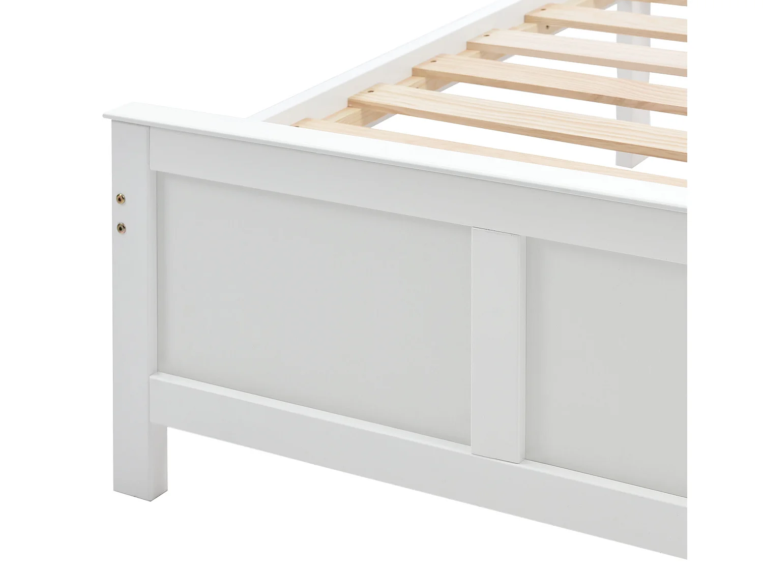 Lit avec tête de lit et 2 tiroirs - 90 x 200 cm - pin - sommier à lattes - blanc