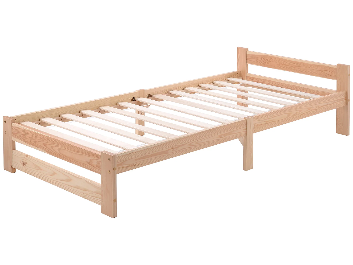 Bed met hoofdeinde - 90 x 200 cm - massief hout - lattenbodem - natuurlijke kleur