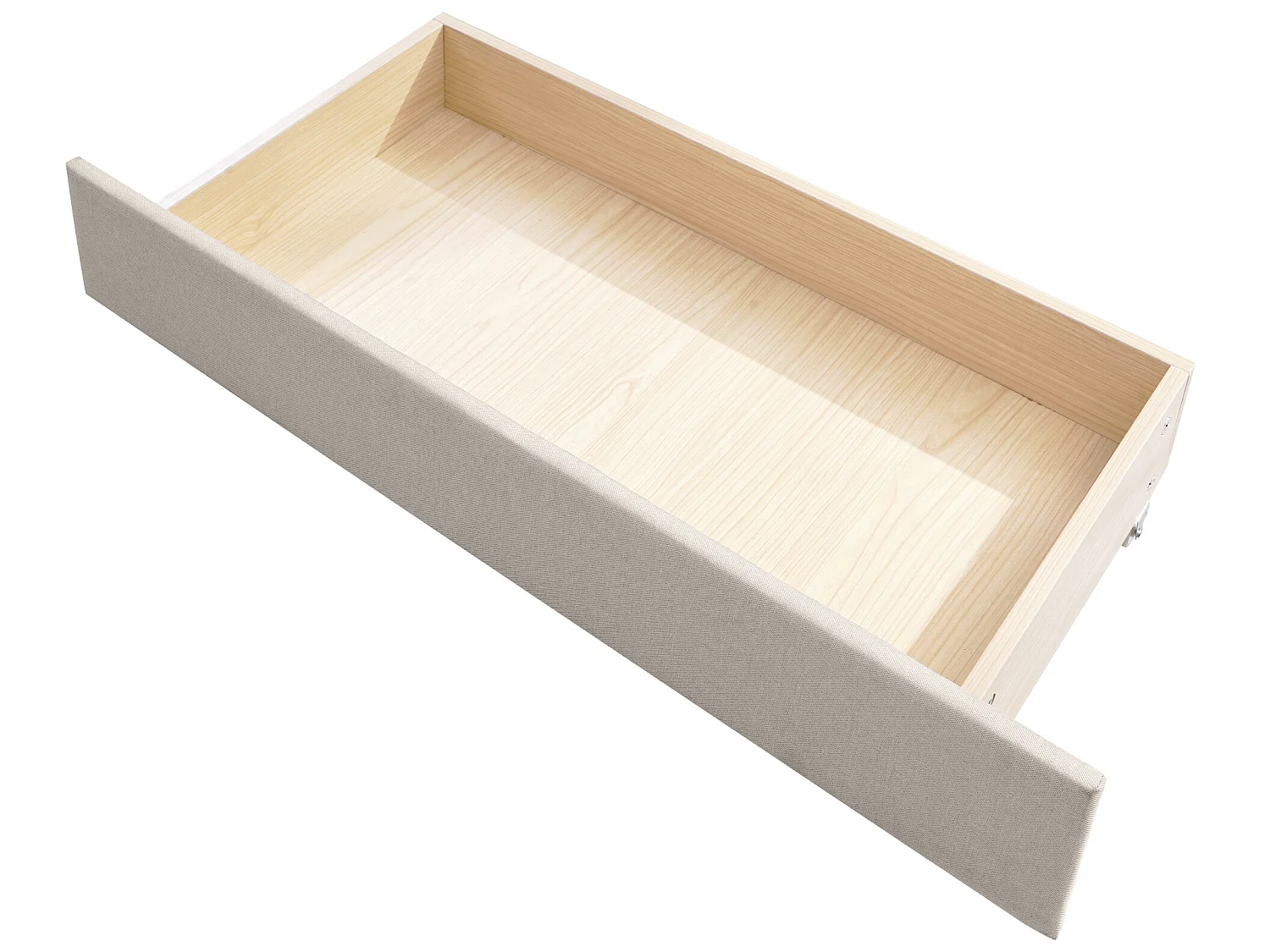 Bed met opberghoofdeinde en 2 laden - 140 x 200 cm - linnenstof - LED-verlichting - beige kleur