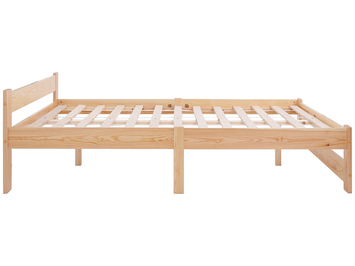 Lit avec tête de lit - 140 x 200 cm - bois massif - sommier à lattes - coloris naturel