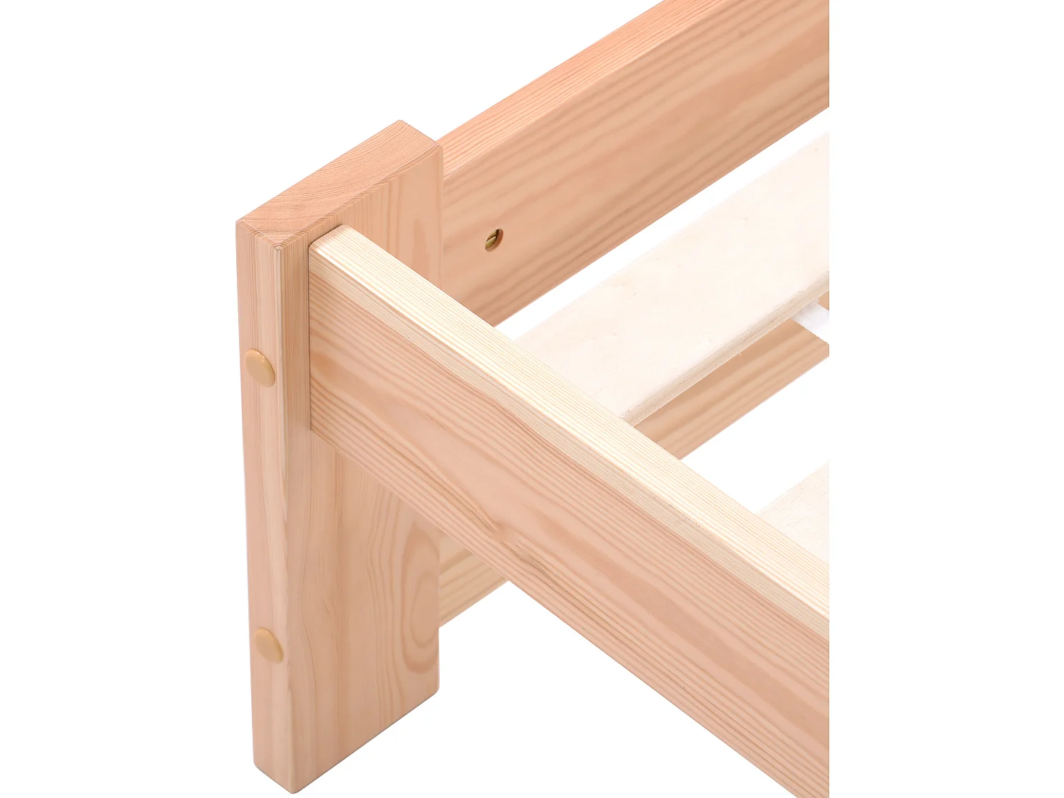 Lit avec tête de lit - 140 x 200 cm - bois massif - sommier à lattes - coloris naturel