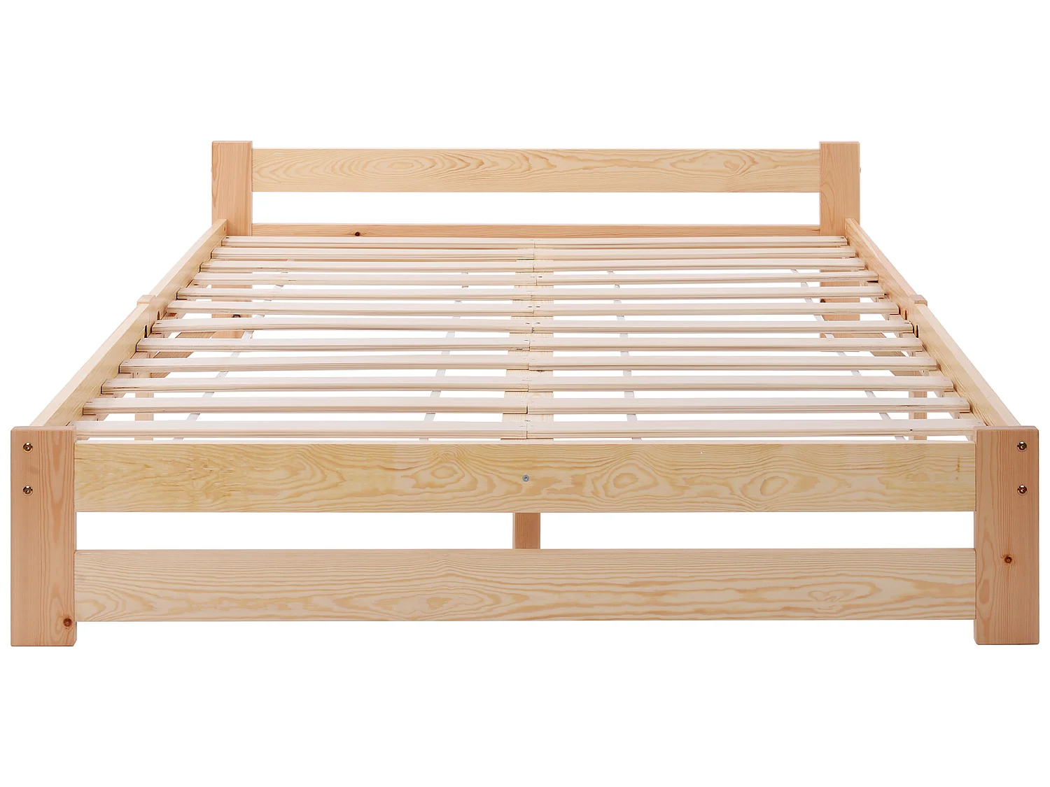 Bed met hoofdeinde - 140 x 200 cm - massief hout - lattenbodem - natuurlijke kleur