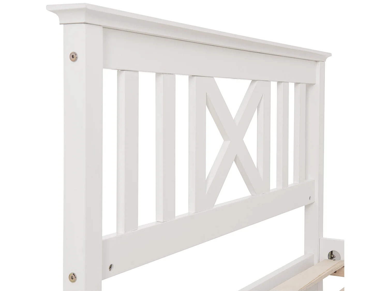 Bett mit Kopfteil – 90 x 200 cm – Kiefer – Lattenrost – Weiß