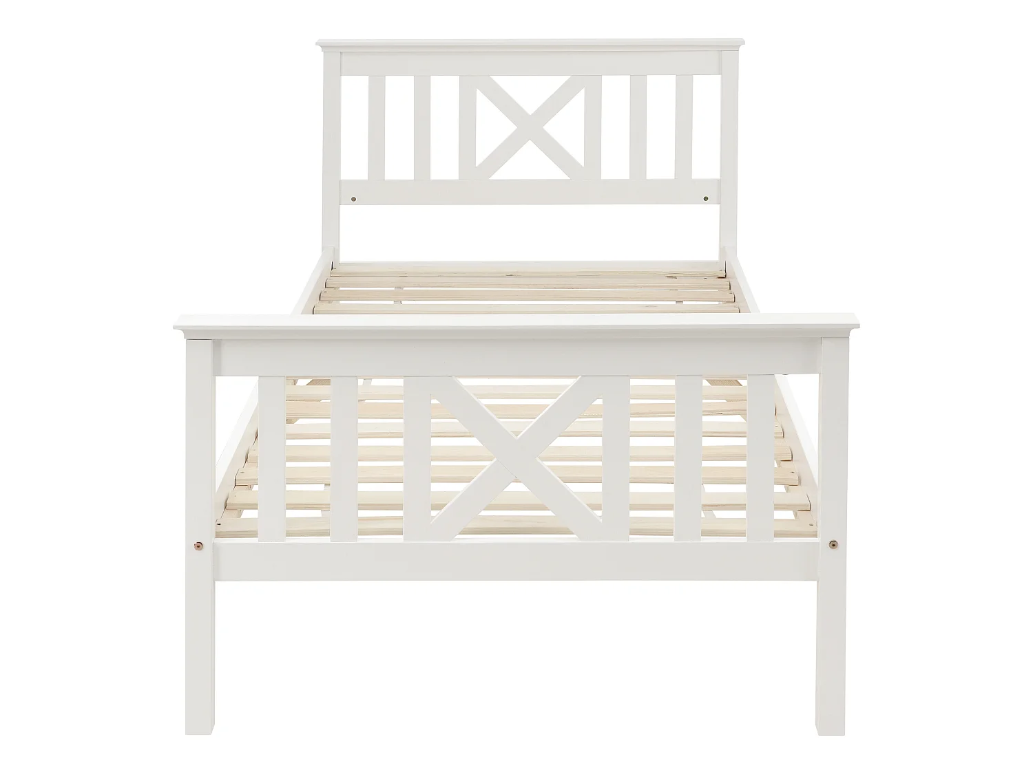 Lit avec tête de lit - 90 x 200 cm - pin - sommier à lattes - blanc