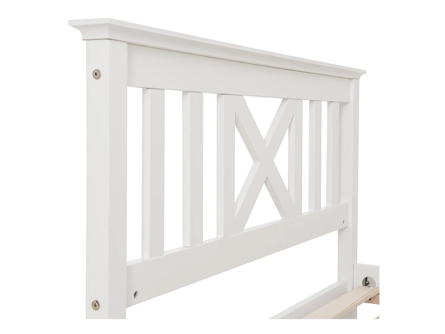 Lit avec tête de lit - 90 x 200 cm - pin - sommier à lattes - blanc