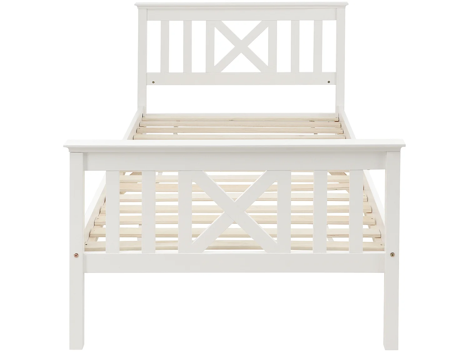 Lit avec tête de lit - 90 x 200 cm - pin - sommier à lattes - blanc