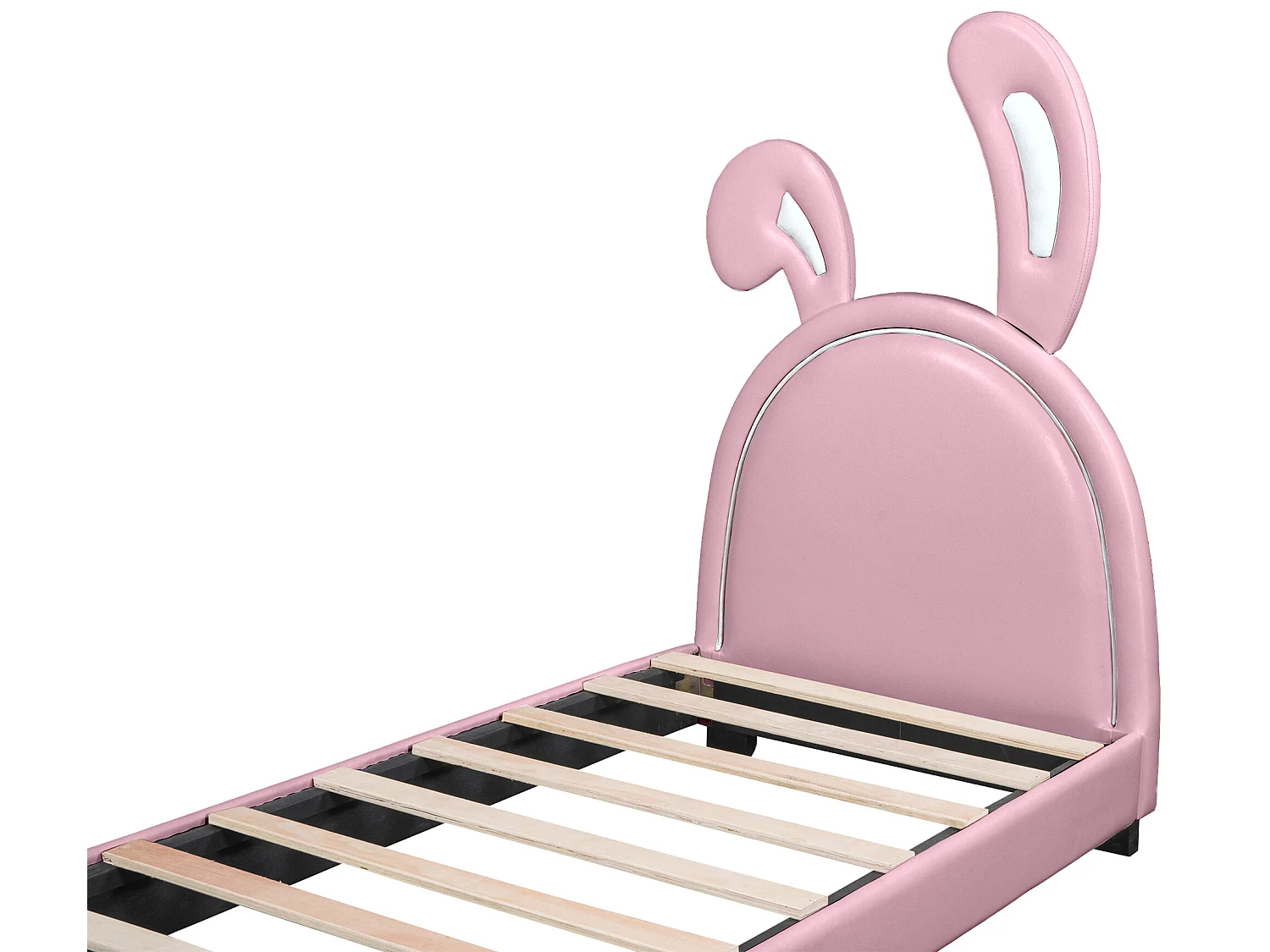 Lit avec tête de lit - 90 x 200 cm - similicuir - sommier à lattes - rose