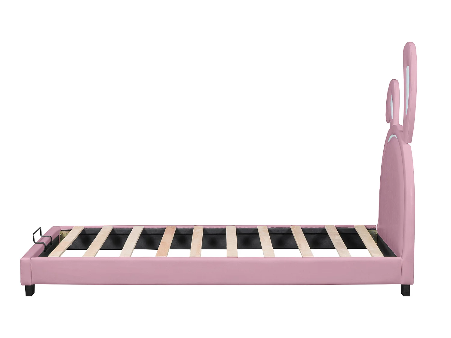 Lit avec tête de lit - 90 x 200 cm - similicuir - sommier à lattes - rose