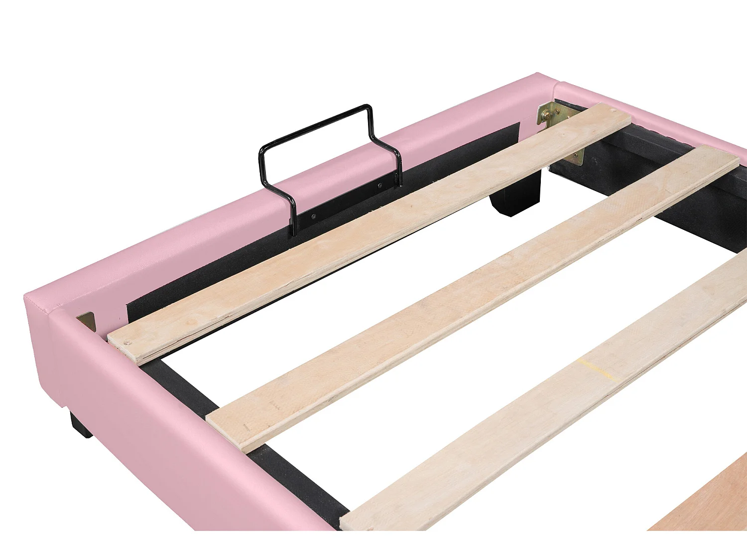 Lit avec tête de lit - 90 x 200 cm - similicuir - sommier à lattes - rose
