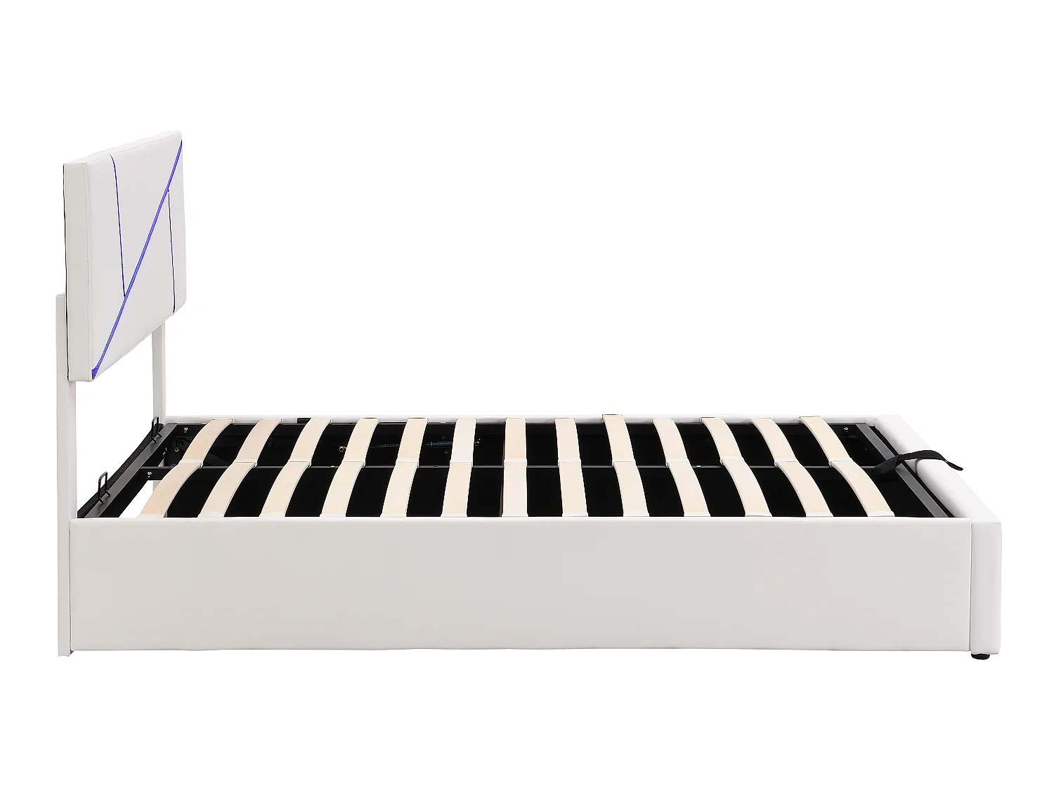 Opbergbed 180 x 200 cm - met LED - kunstleer en hout - lattenbodem - Kleur wit