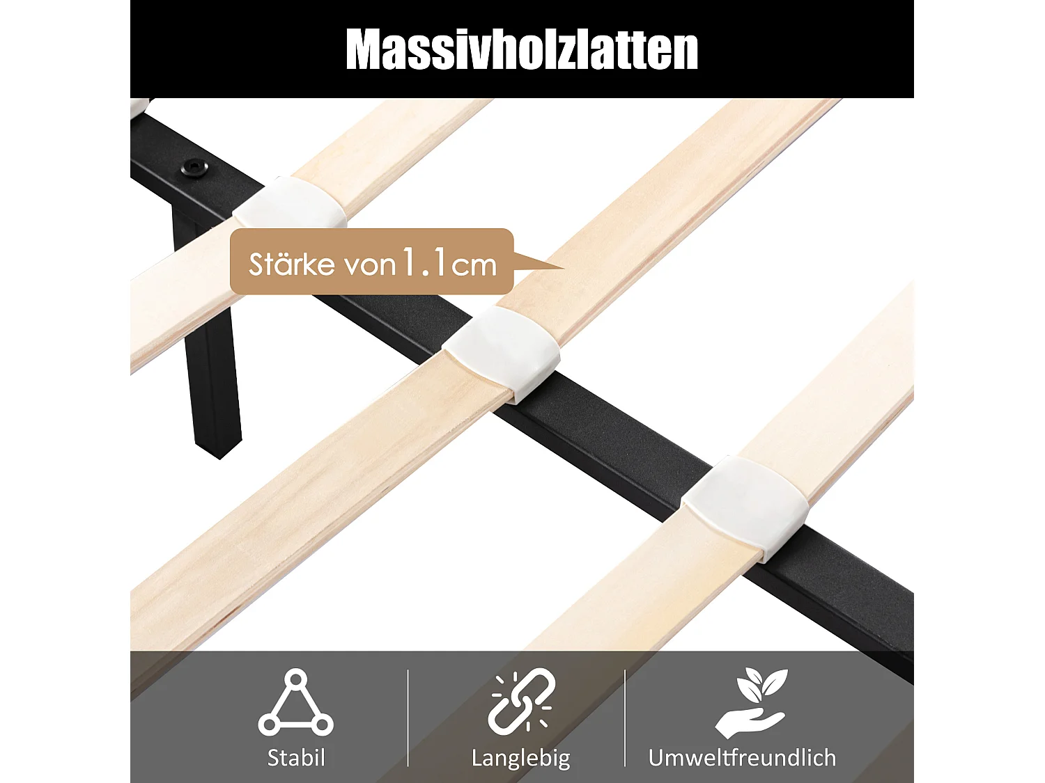 Cama con almacenaje de 140 x 200 cm en piel sintética con somier de láminas e iluminación LED, estilo moderno, color negro - Merax