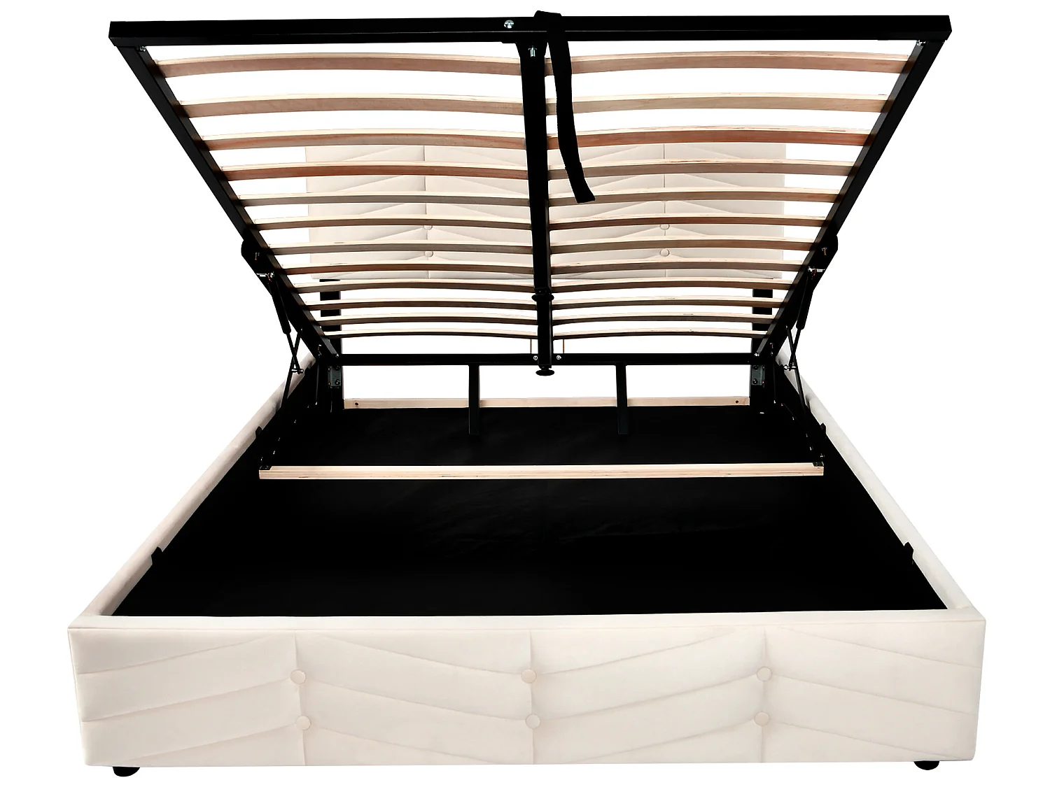 Cama contenedor 140 x 200 cm - terciopelo - somier de láminas - cabecero ajustable - estilo contemporáneo - beige