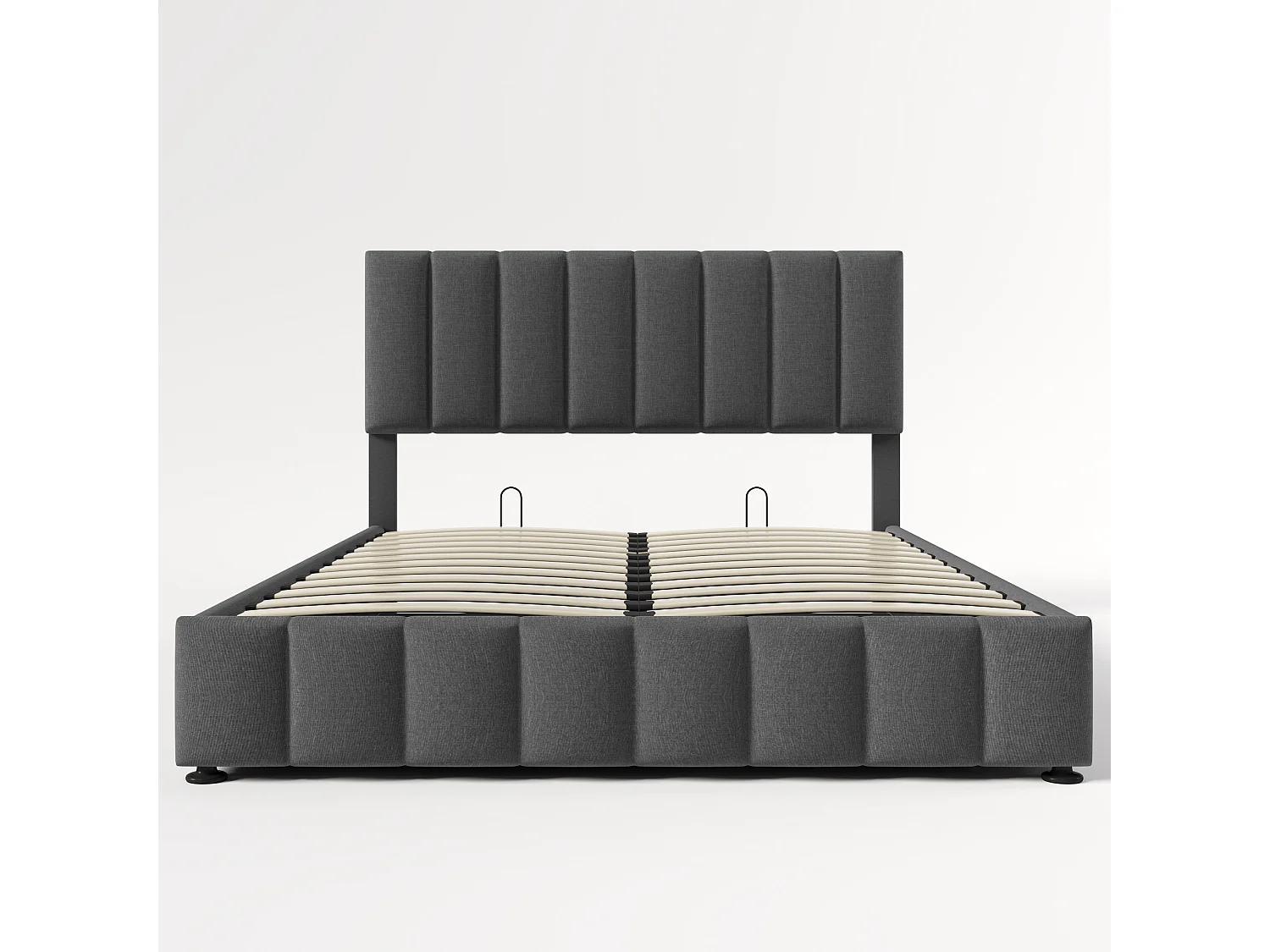 Opbergbed 140 x 200 cm - linnen stof - lattenbodem - kleur grijs