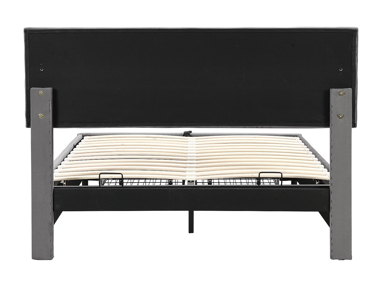 Opbergbed voor volwassenen 140x200cm met 2 laden, bekleed met fluweel, grote opbergruimte, eigentijdse stijl, grijs