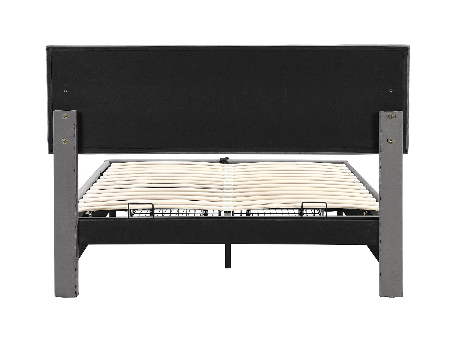 Cama de arrumação para adulto 140x200cm com 2 gavetas, estofada em veludo, grande espaço de arrumação, estilo contemporâneo, cinza