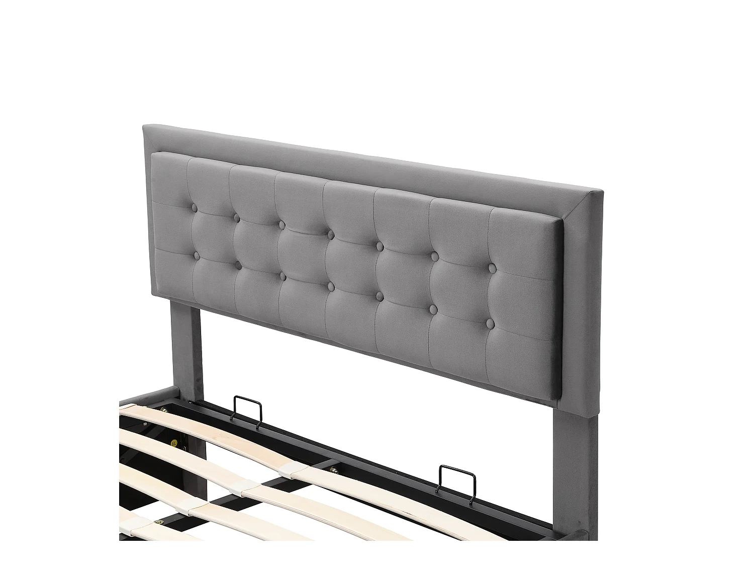 Cama de arrumação para adulto 140x200cm com 2 gavetas, estofada em veludo, grande espaço de arrumação, estilo contemporâneo, cinza