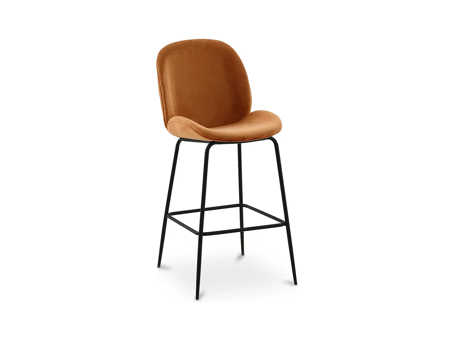 Tabouret en velours avec dossier - Design rétro - Elias Brique
