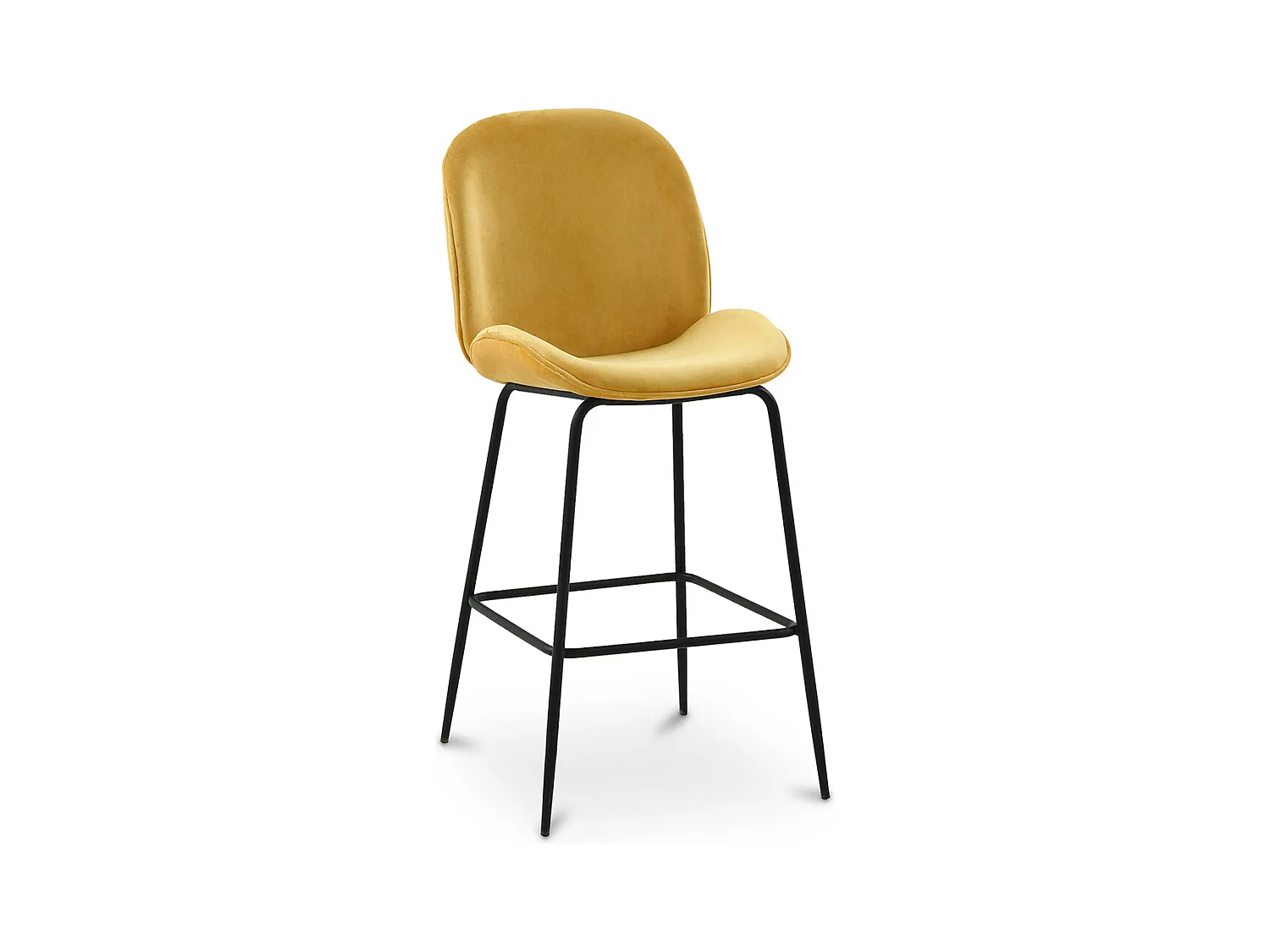 Tabouret en velours avec dossier - Design rétro - Elias Moutarde