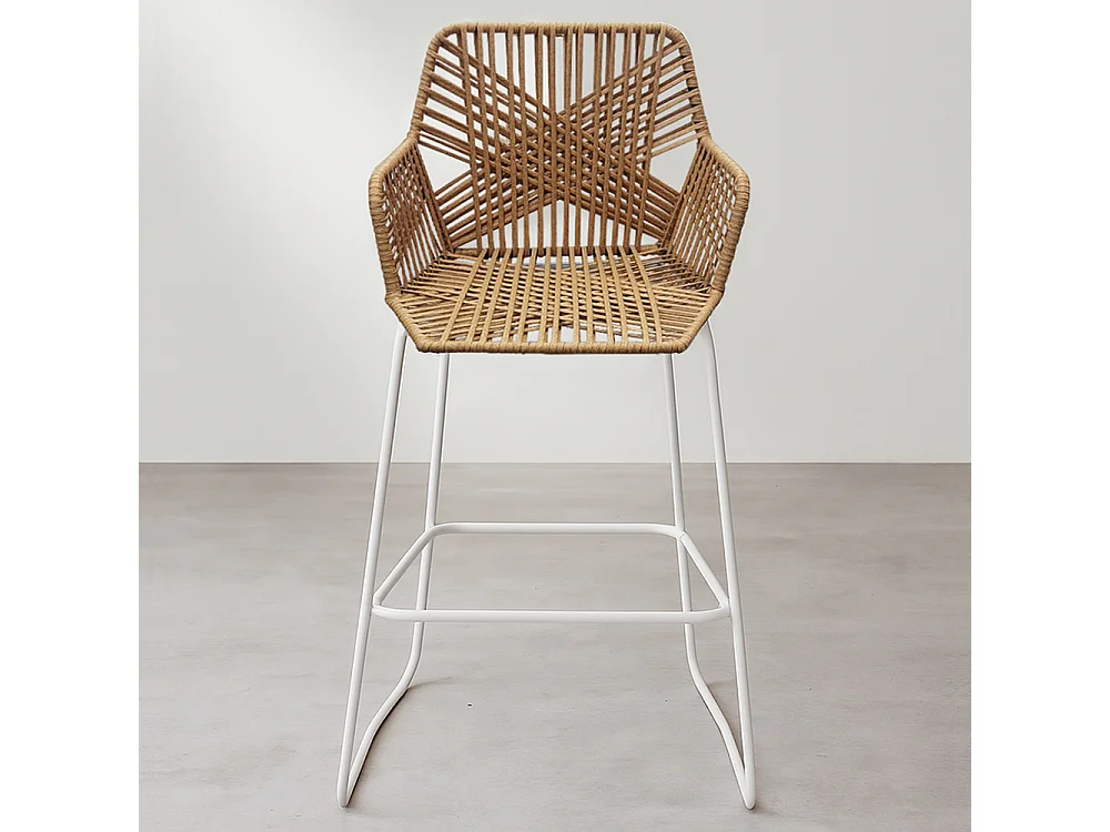 Tabouret Design Boho Bali en Rotin - 75cm - Tale Noir