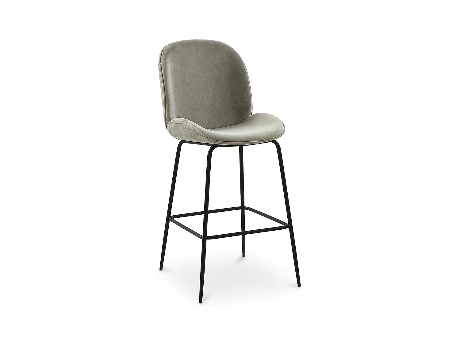Tabouret en velours avec dossier - Design rétro - Elias Taupe