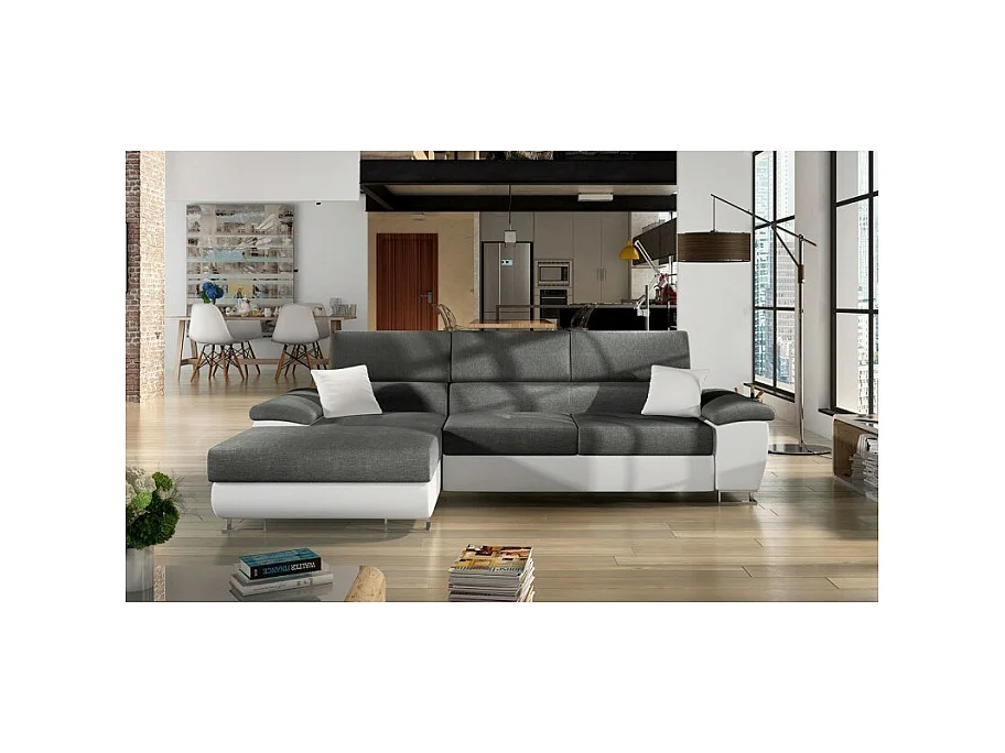 Canapé d'angle Comfivo 192, Gris, Fonction de couchage, Boîte de literie, 275x170x71cm
