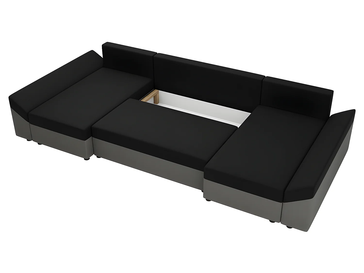 Canapé d'angle panoramique DANY en U en velours côtelé gris