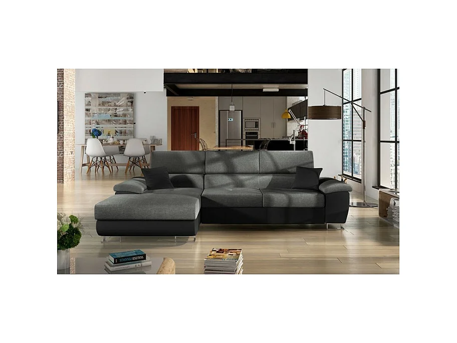 Canapé d'angle Comfivo 192, Gris, Fonction de couchage, Boîte de literie, 275x170x71cm