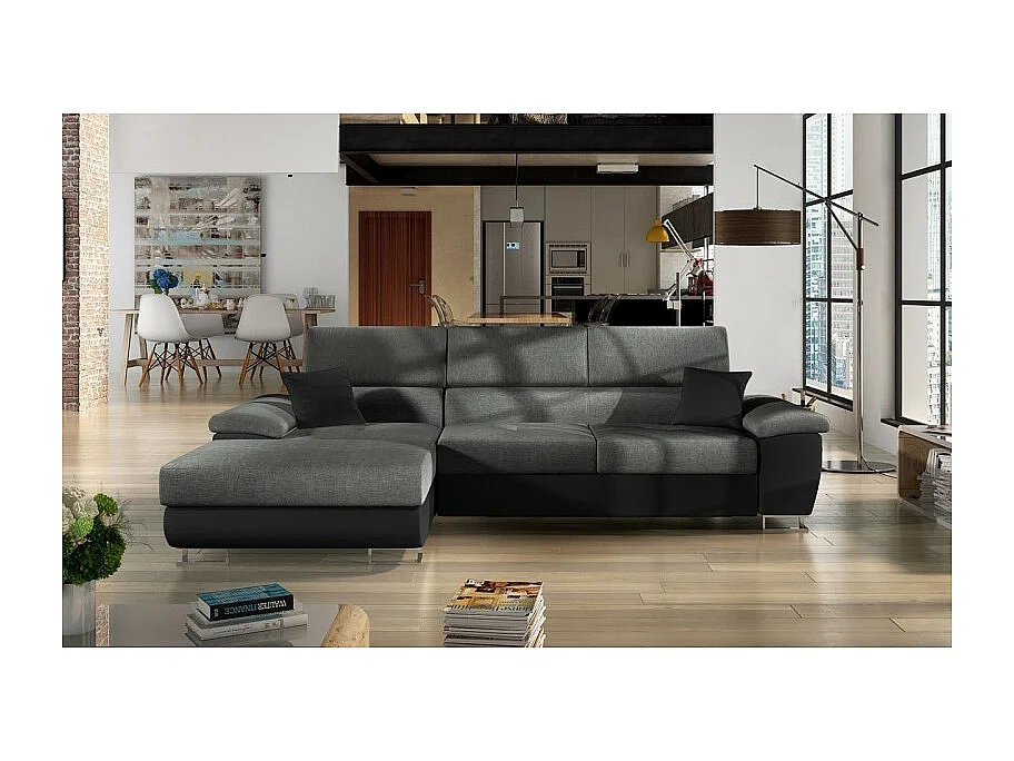 Canapé d'angle Comfivo 192, Gris, Fonction de couchage, Boîte de literie, 275x170x71cm