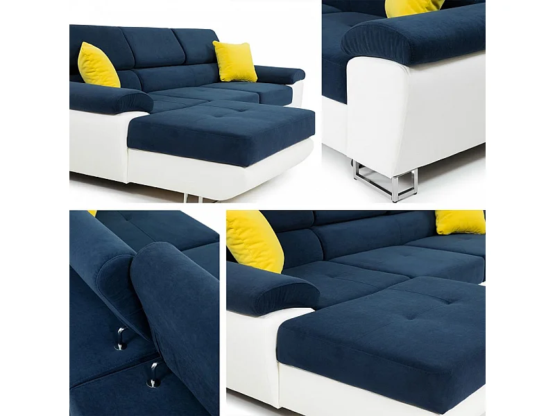 Canapé d'angle Comfivo 192, Gris, Fonction de couchage, Boîte de literie, 275x170x71cm