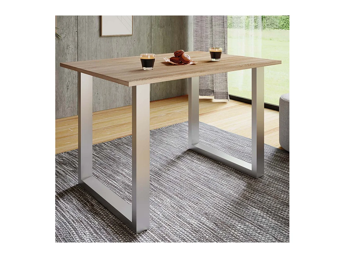 Dining table Xona Silver / Sonoma oak H. 76 x W. 140 x D. 80 cm
