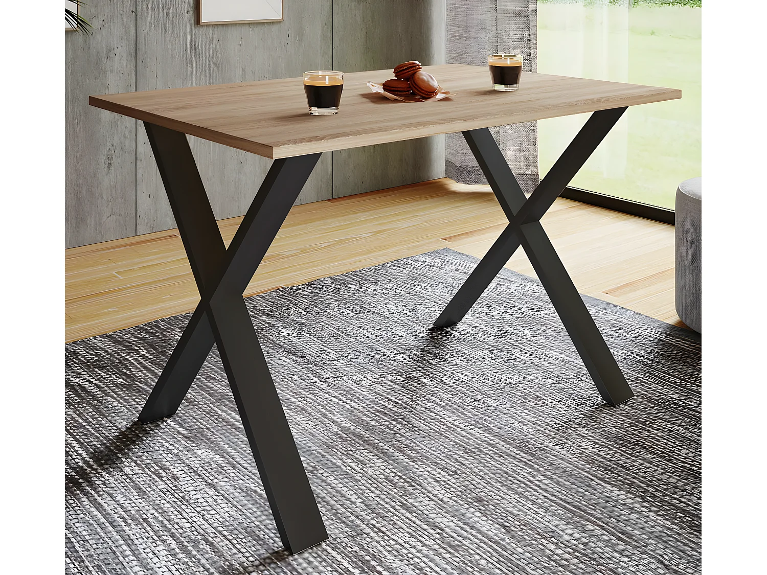 Premium houten eettafel Xona X zwart