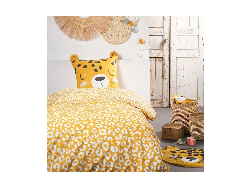 Kinderkleed dierendessin, getufte katoenen stof. M/Tijger 50x60cm