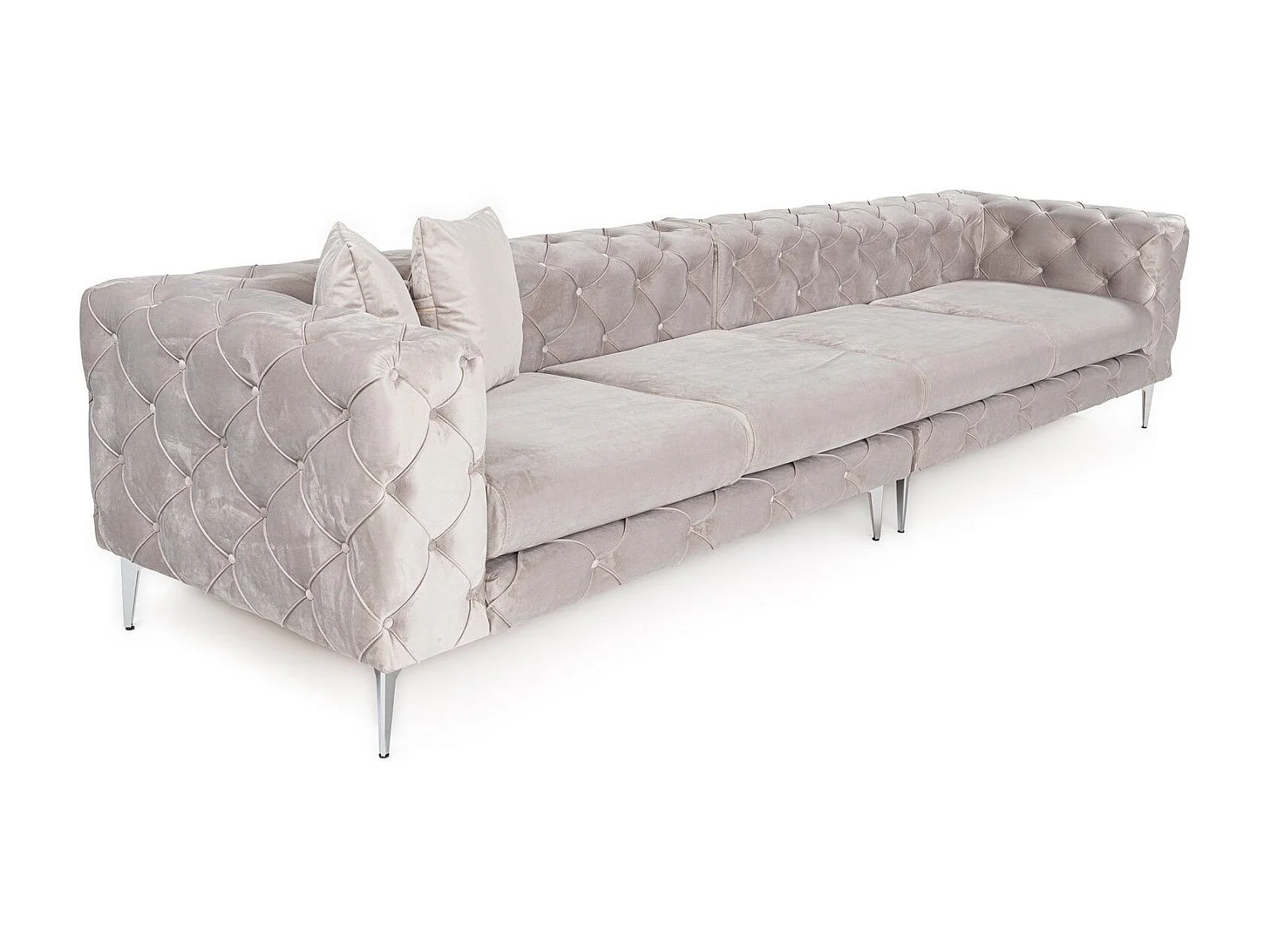 Canapé capitonné 4 places Alykes Velours Gris clair