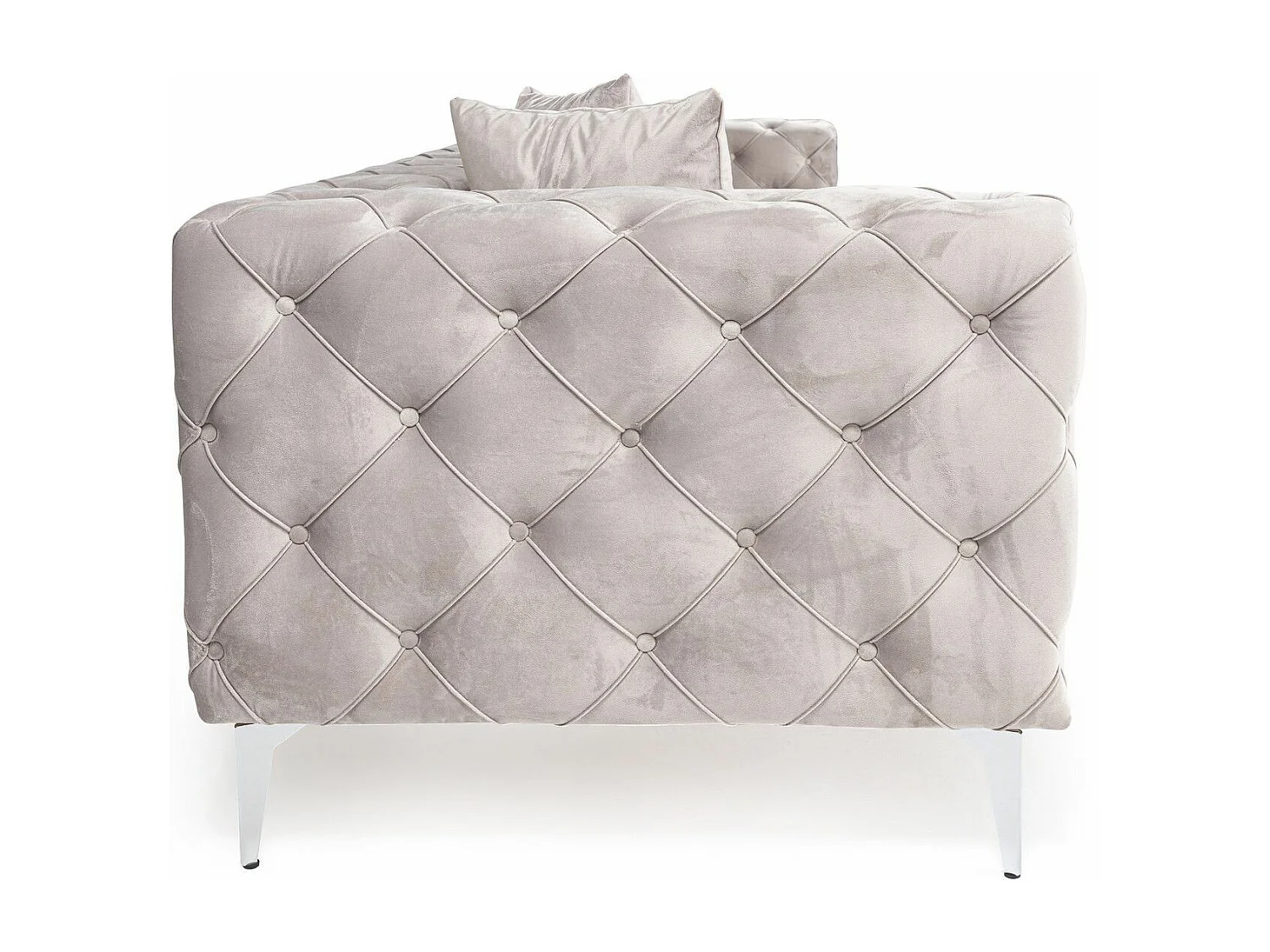 Canapé capitonné 4 places Alykes Velours Gris clair