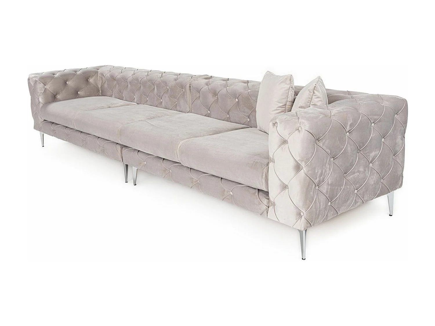 Canapé capitonné 4 places Alykes Velours Gris clair