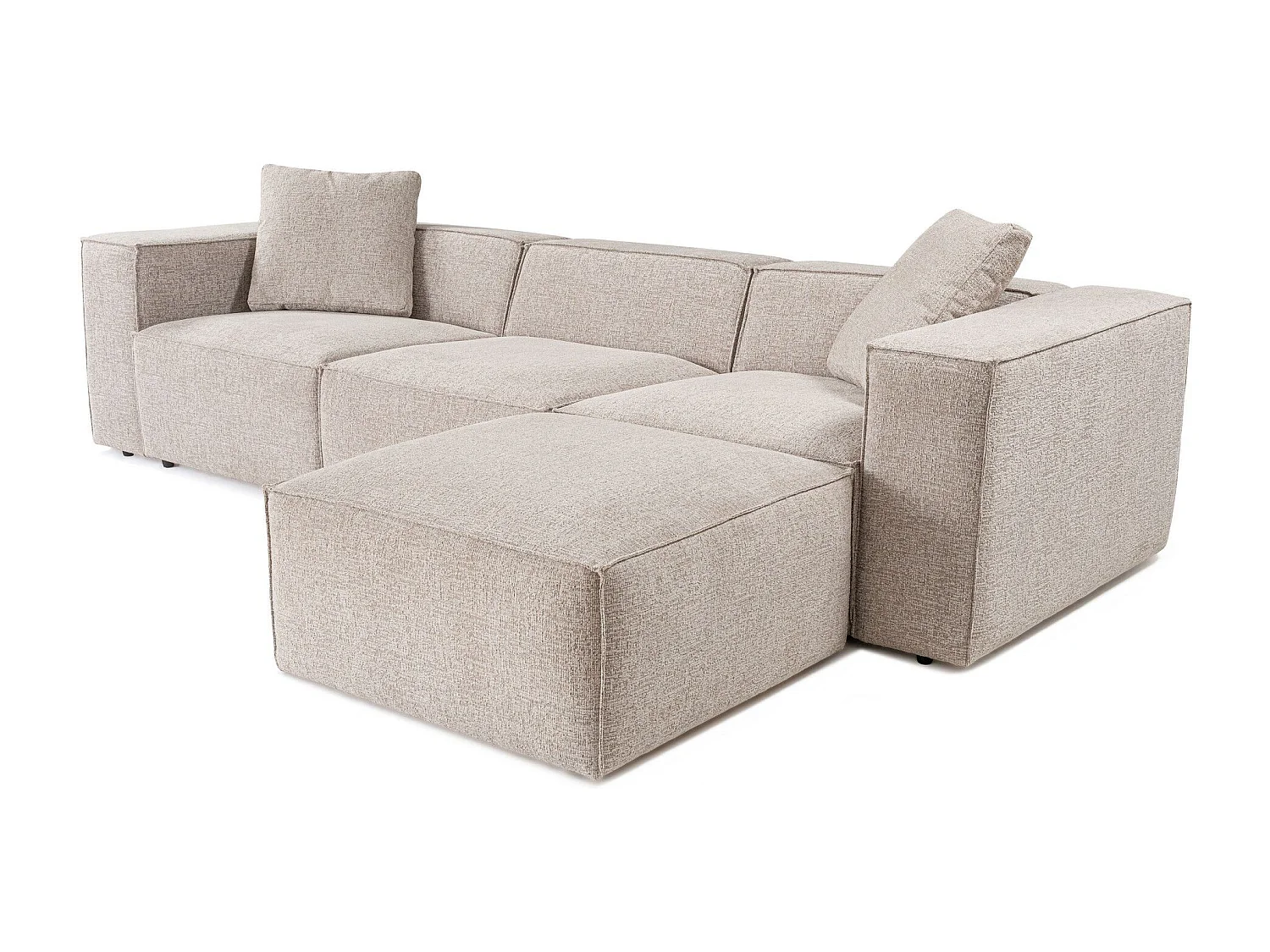 Canapé d'angle à droite avec 2 coussins Siges Lin Moka