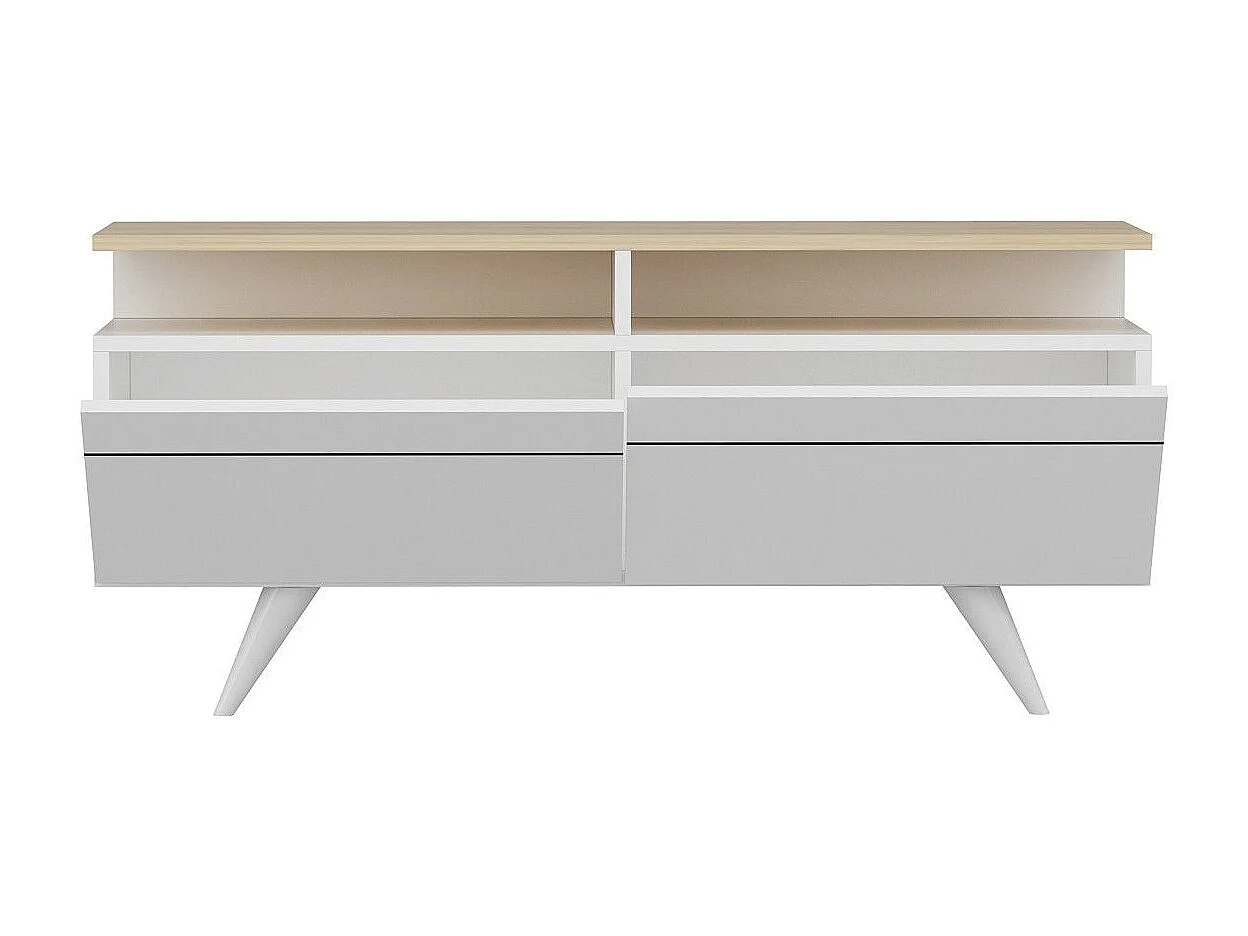 Mesa de tv Kailua 954, Roble|Blanco, Número de puertas: 2.00, 120x52x35cm