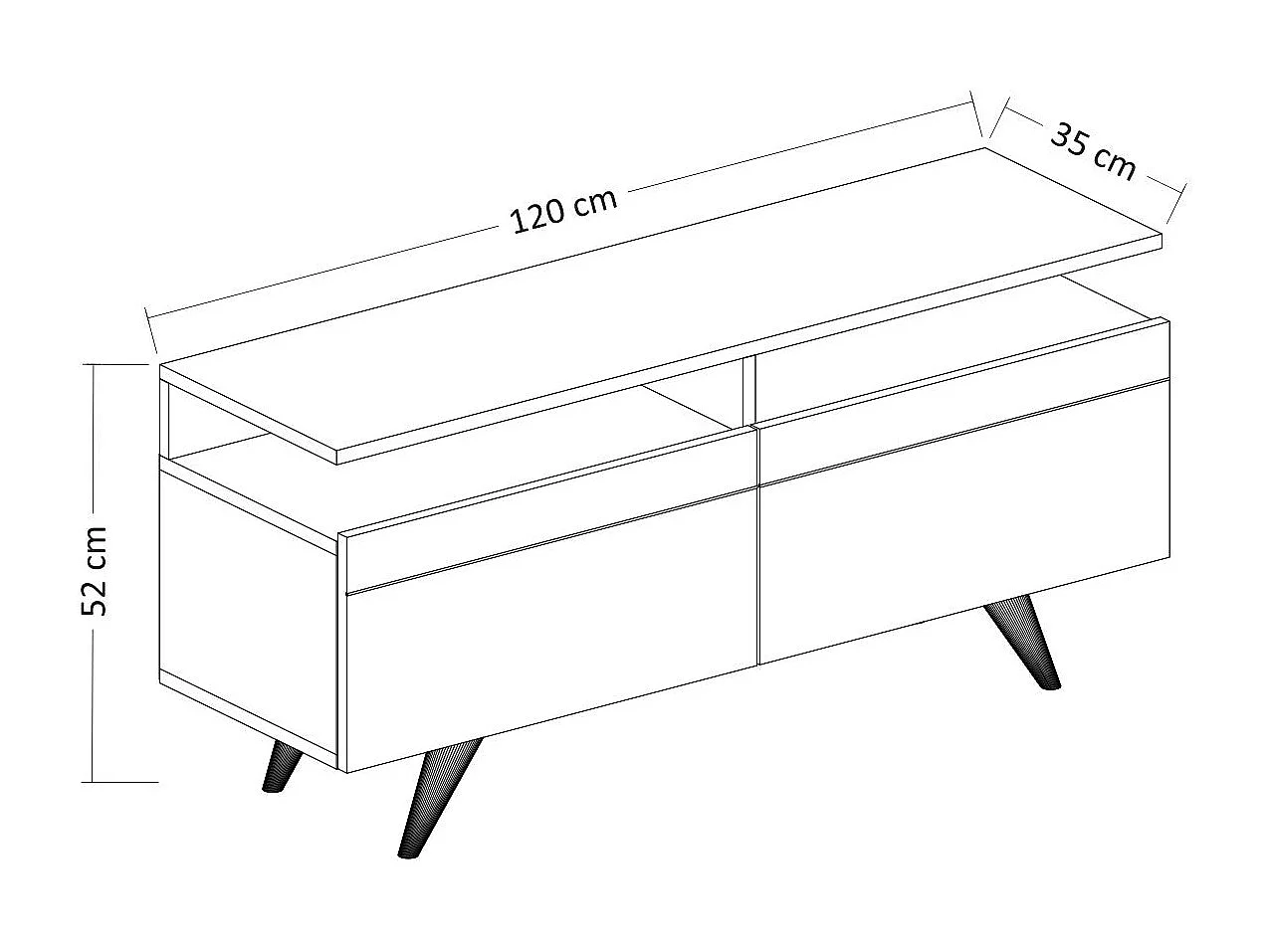 Mesa de tv Kailua 954, Roble|Blanco, Número de puertas: 2.00, 120x52x35cm