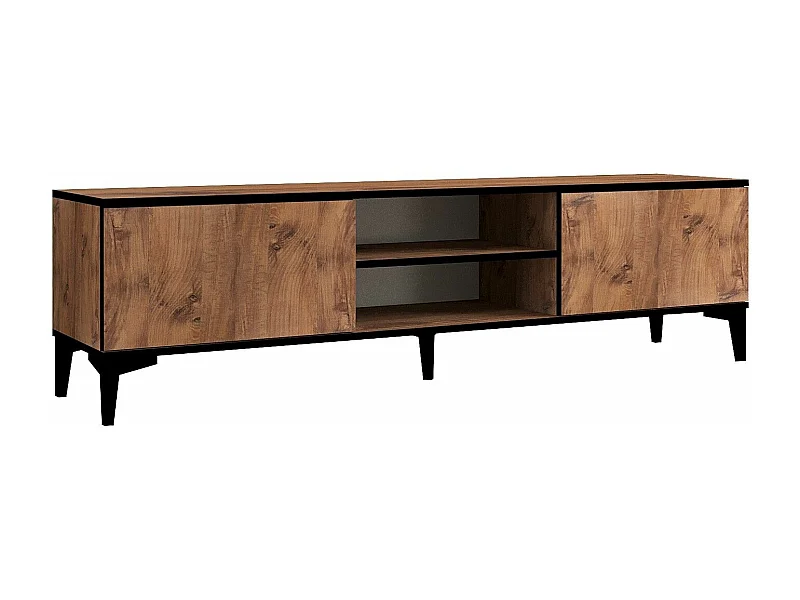 TV-Ständer – 180 x 49,6 x 40 cm – Atlantische Kiefer und Schwarz – Melaminbeschichtetes MDF