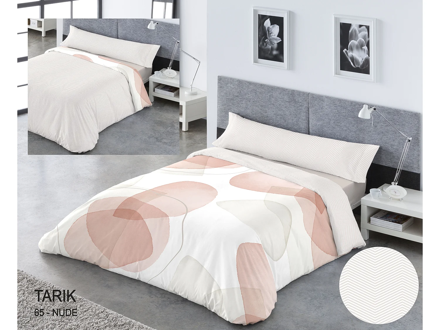 Set 3 pièces Housse de couette M/Tarik 90x200cm Nude