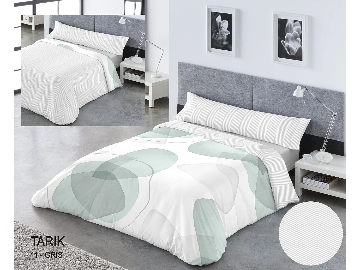 3-delig dekbedovertrekset M/Tarik 135x200cm Grijs