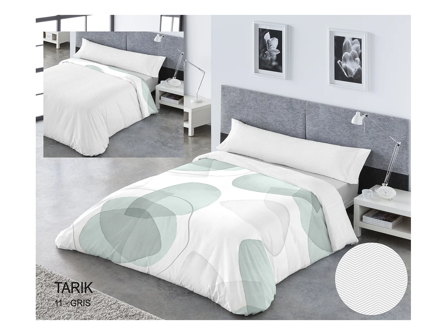 3-delig dekbedovertrekset M/Tarik 135x200cm Grijs